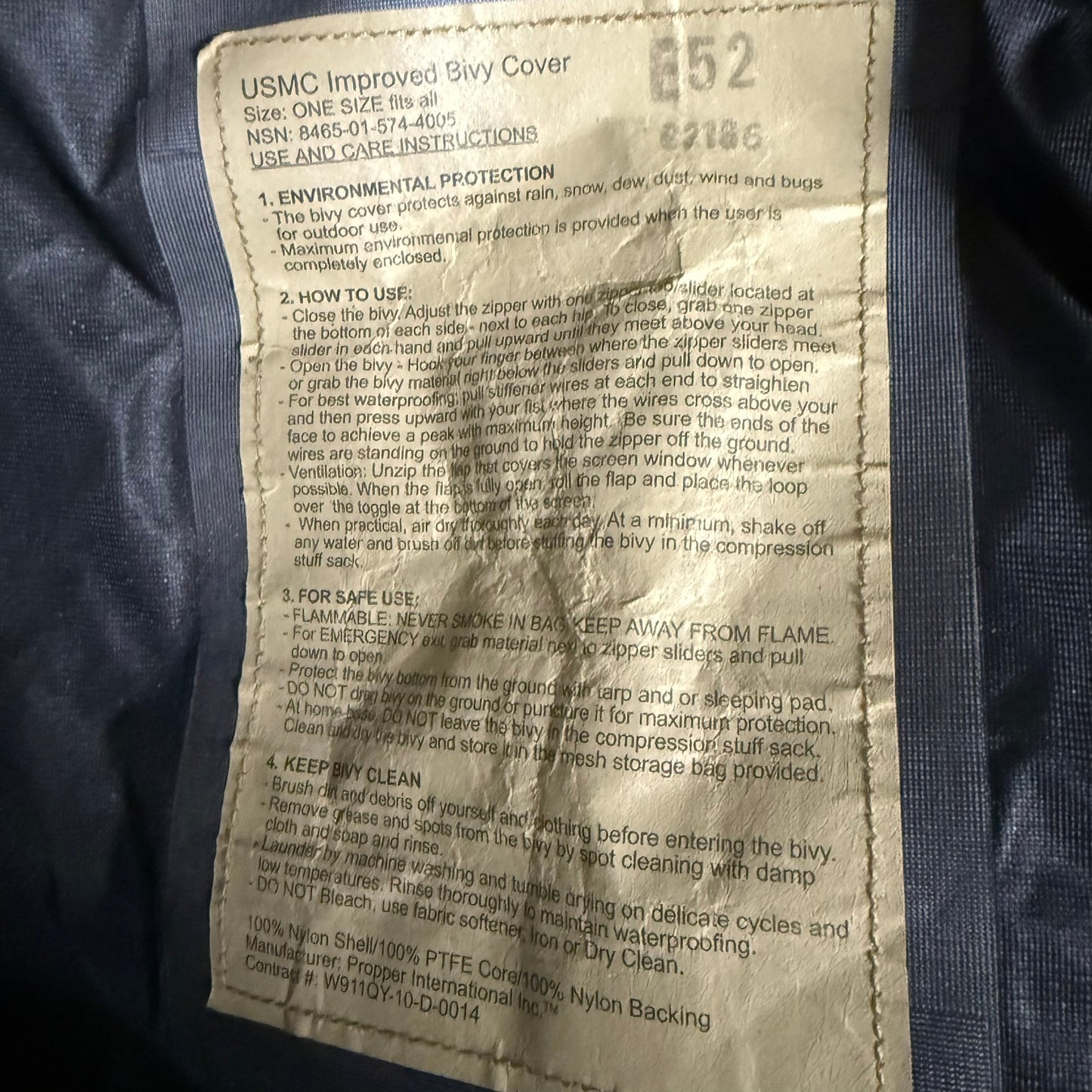 USMC Improved Bivy Cover Waterproof Gore-Tex